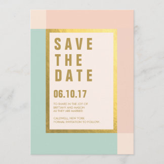 Peach Mint + Gold Foil Save the Dates | Weddings Save The Date