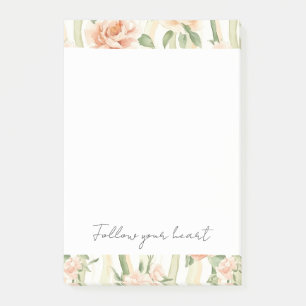 Peach Mint Pretty Roses Floral Stripes Post-it Notes
