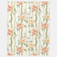 Peach Mint Roses Floral Stripes Birthday