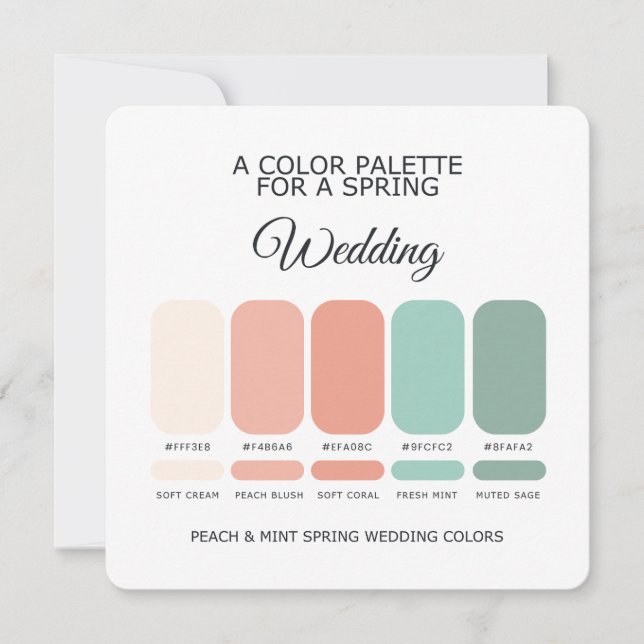Peach Mint Spring Wedding Colour Palette 2026 Card (Front)