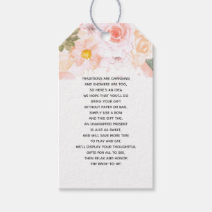 Peach Mint Succulent Floral Bridal Display Shower Gift Tags