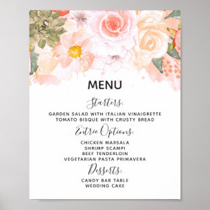Peach & Mint Succulents Wedding Menu Table Sign