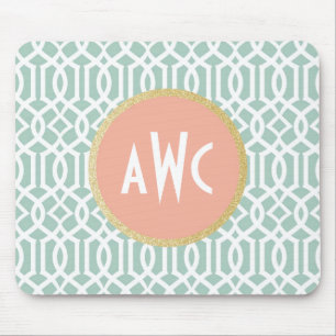 Peach & Mint Trellis Mousepad