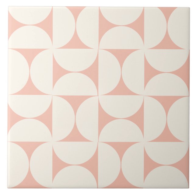 Peach Modern Geometric Semi circles Tile (Front)