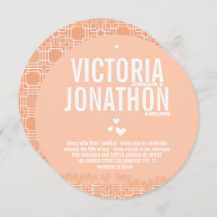 Peach Modern HeartsTypography Wedding Invitation