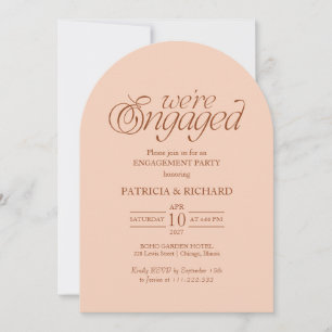 Peach Modern Minimalist Arch Engagement Party Invitation