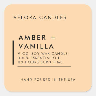 Peach Modern Minimalist Candle Label Sticker