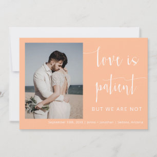 Peach Modern Minimalist Script Photo Elopement Invitation