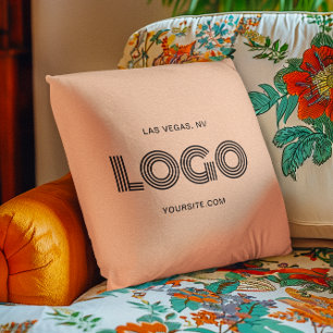 Peach Modern Rectangular Logo Cushion