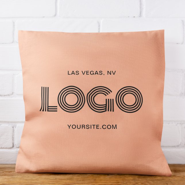 Peach Modern Rectangular Logo Cushion (Peach Fuzz Modern Rectangular Logo Throw Pillow)