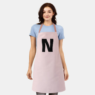 Peach Modern Stylish Monogram Initial Letter Apron