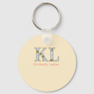 peach monogram name letter vintage bold pastel ret key ring
