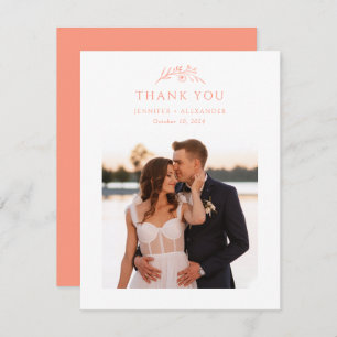  Peach Monogram Wedding Thank You Card