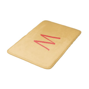 Peach Monogram Yellow Bath Mat