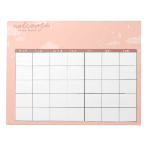 Peach Monthly Tracker Notepad