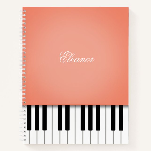 Peach Music Keyboard Custom Notebook (Front)