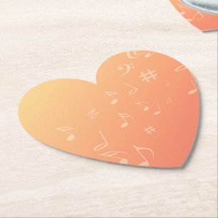 Peach Music Paper Coaster
