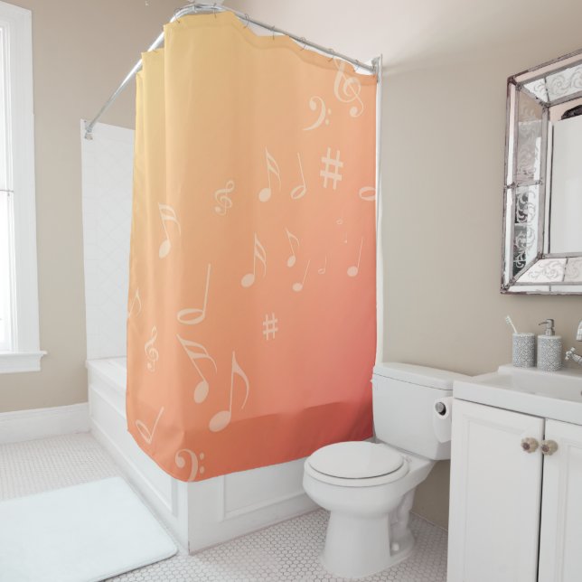 Peach Music Shower Curtain (In Situ)