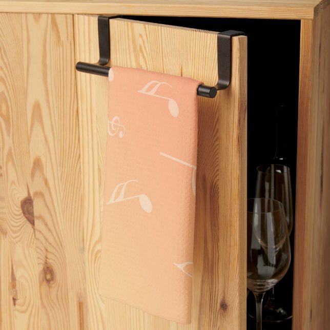 Peach Music Tea Towel (Thirds Fold)