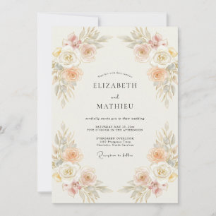 Peach Muted Bohemian Wedding Invitation