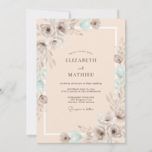 Peach Muted Ethereal Watercolor Wedding Invitation