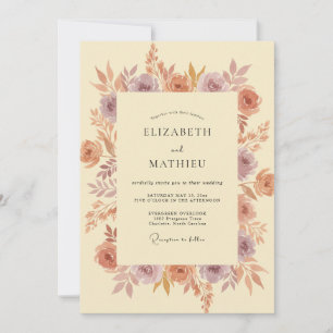 Peach Muted Painterly Vintage Wedding Invitation