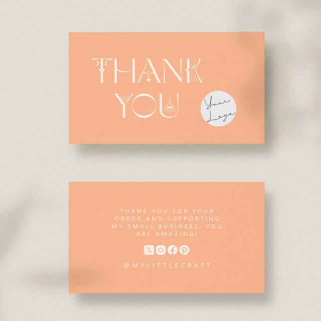 Peach Mystical Thank You Small Business Branding Business Card (Creator Uploaded)