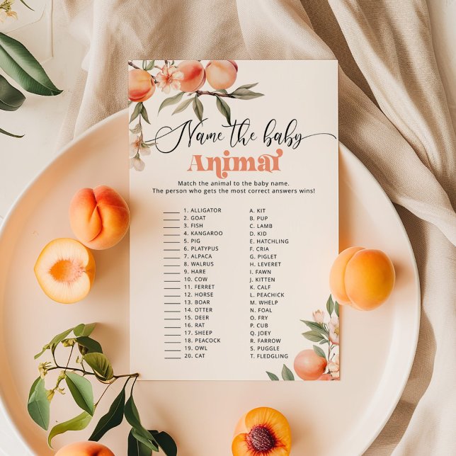 Peach Name the baby animal baby shower game (Creator Uploaded)