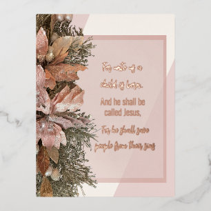 Peach Nativity Christmas Foil Post Card