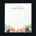 Peach Navy Floral Personalised Notepad Stationery<br><div class="desc">More pretty Notepads in the Little Bayleigh Store!</div>