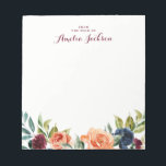 Peach Navy Floral Personalised Notepad Stationery<br><div class="desc">More pretty Notepads in the Little Bayleigh Store!</div>