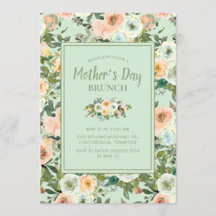 Peach Neo Mint Dusty Blue Floral Mother's Day Invitation