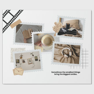 Peach Neutral Collage Scrapbook Photo Book Wrapping Paper