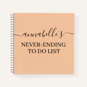 Peach Never Ending To Do List Notebook