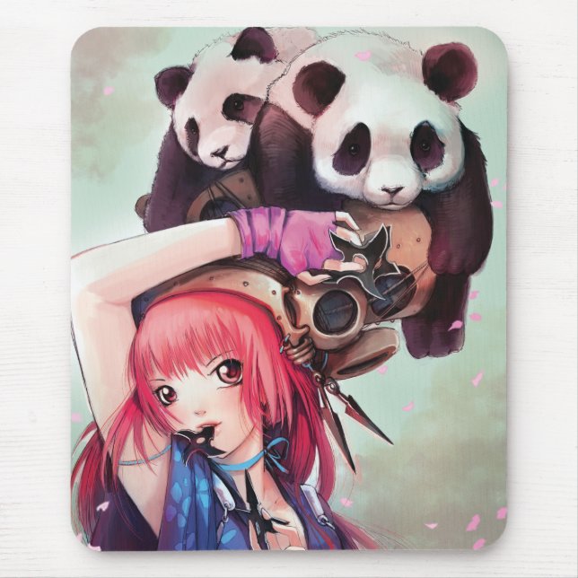Peach Ninja Pandas Mousepad (Front)