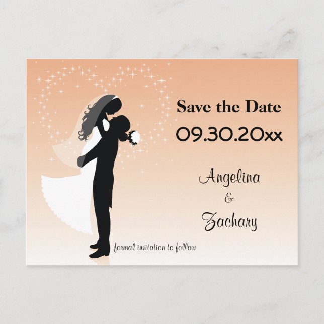Peach Ombre Save The Date Wedding Post Card (Front)
