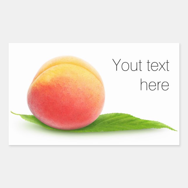 Peach on a leaf rectangular sticker (Front)