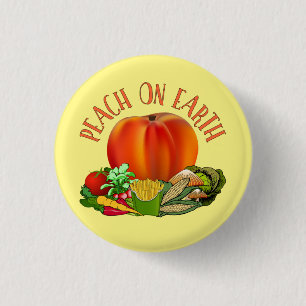Peach on Earth Funny Christmas Pun Button