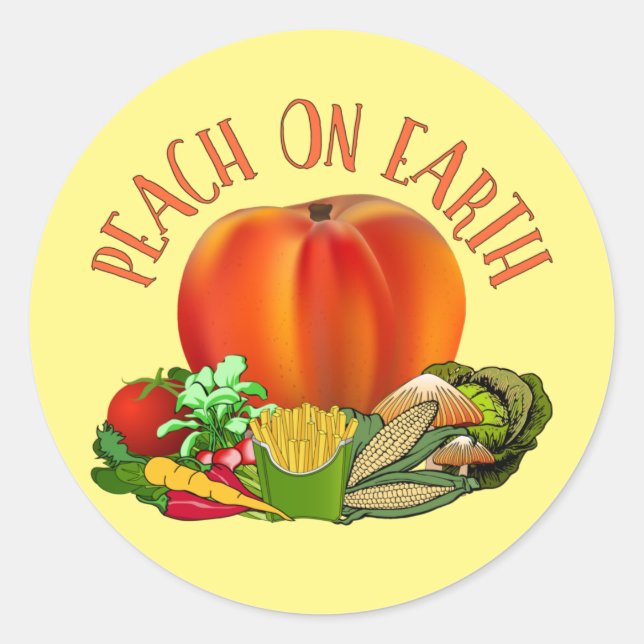Peach on Earth Funny Christmas Pun Classic Round S Classic Round Sticker (Front)