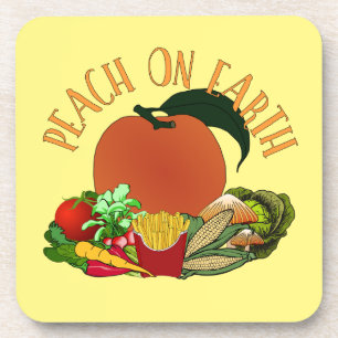 Peach on Earth Funny Christmas Pun Coaster
