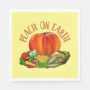 Peach on Earth Funny Christmas Pun Napkin