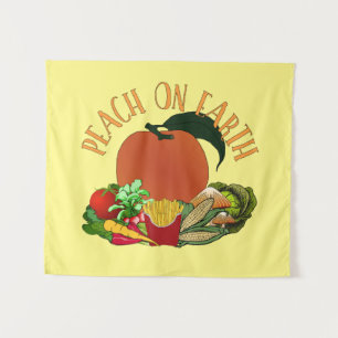 Peach on Earth Funny Christmas Pun Tapestry