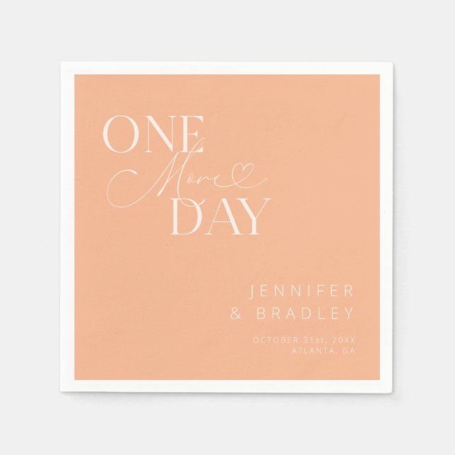 Peach One More Day Rehearsal Dinner  Napkin (Front)