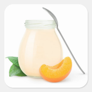 Peach or apricot yogurt square sticker