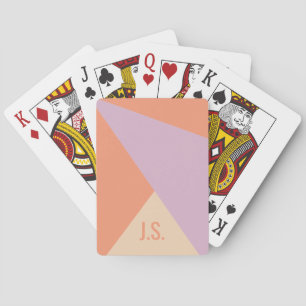 Peach Orange And Lavender Geometric Color Blocks Playing Cards