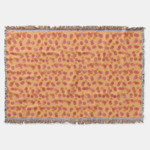 Peach, orange and pink polka dots throw blanket