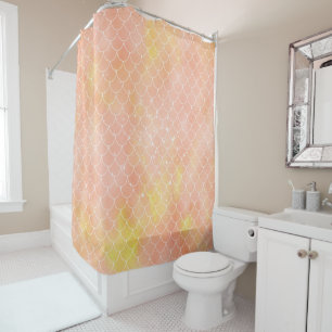 Peach Orange and Yellow Mermaid Pattern Shower Curtain