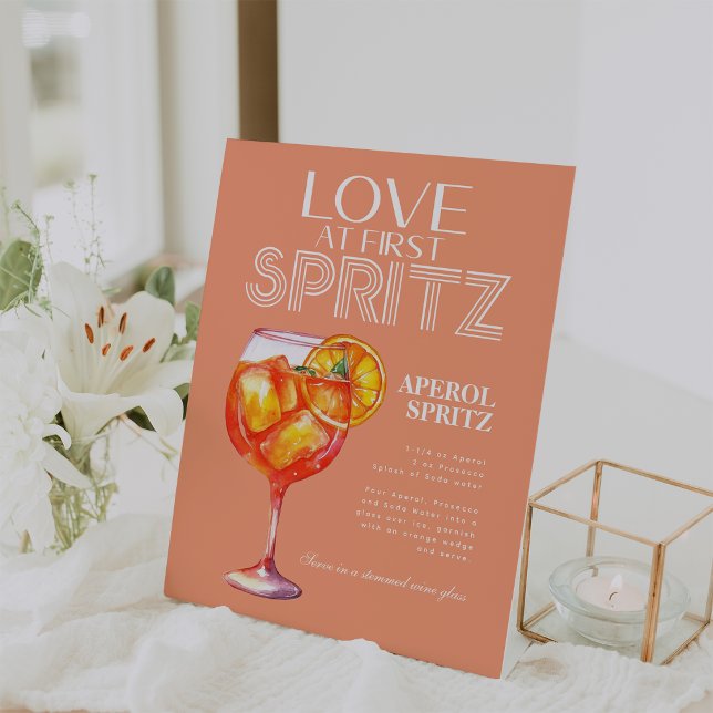 Peach Orange Aperol Spritz Bridal Shower Pedestal Sign (Peach Orange Aperol Spritz Bridal Shower Pedestal Sign)