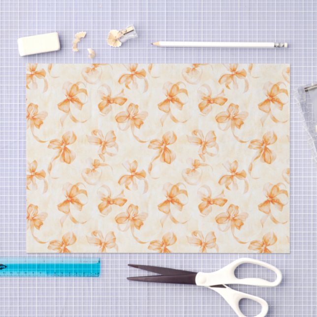 Peach Orange Bows Birthday Tissue Paper (Craft)