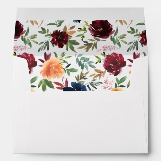 Peach Orange, Burgundy, & Navy Floral Envelope (Back (Bottom))